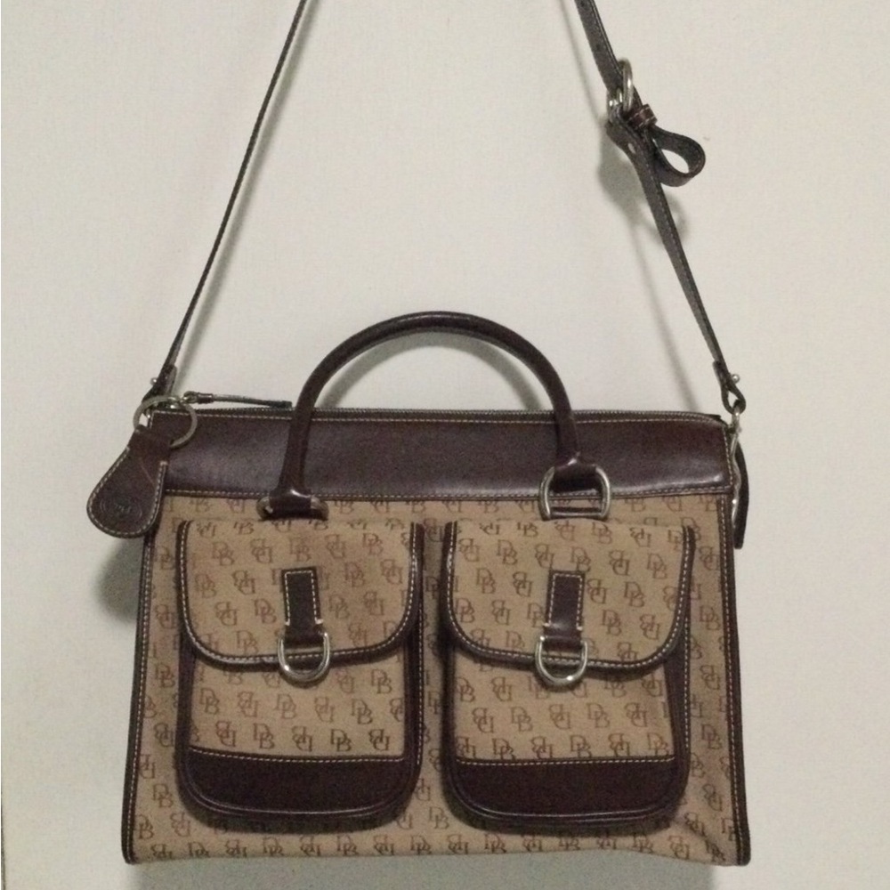 Brown Monogram Canvas Briefcase-Style Shoulder Bag